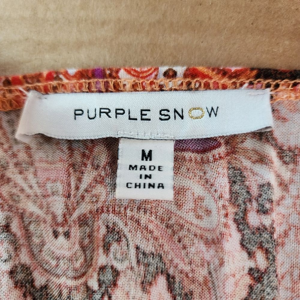 Purple Snow Wide Leg Jumpsuit Bohemian Ethnic Print Palazzo Spaghetti Straps M - Picture 2 of 15